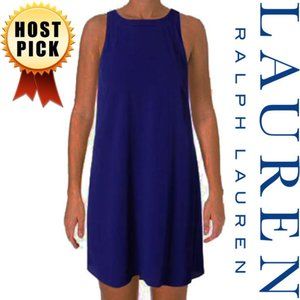 Indigo Solid Purple/ Blue Sleeveless Dress Plain Babydoll A-line Ralph Lauren 14